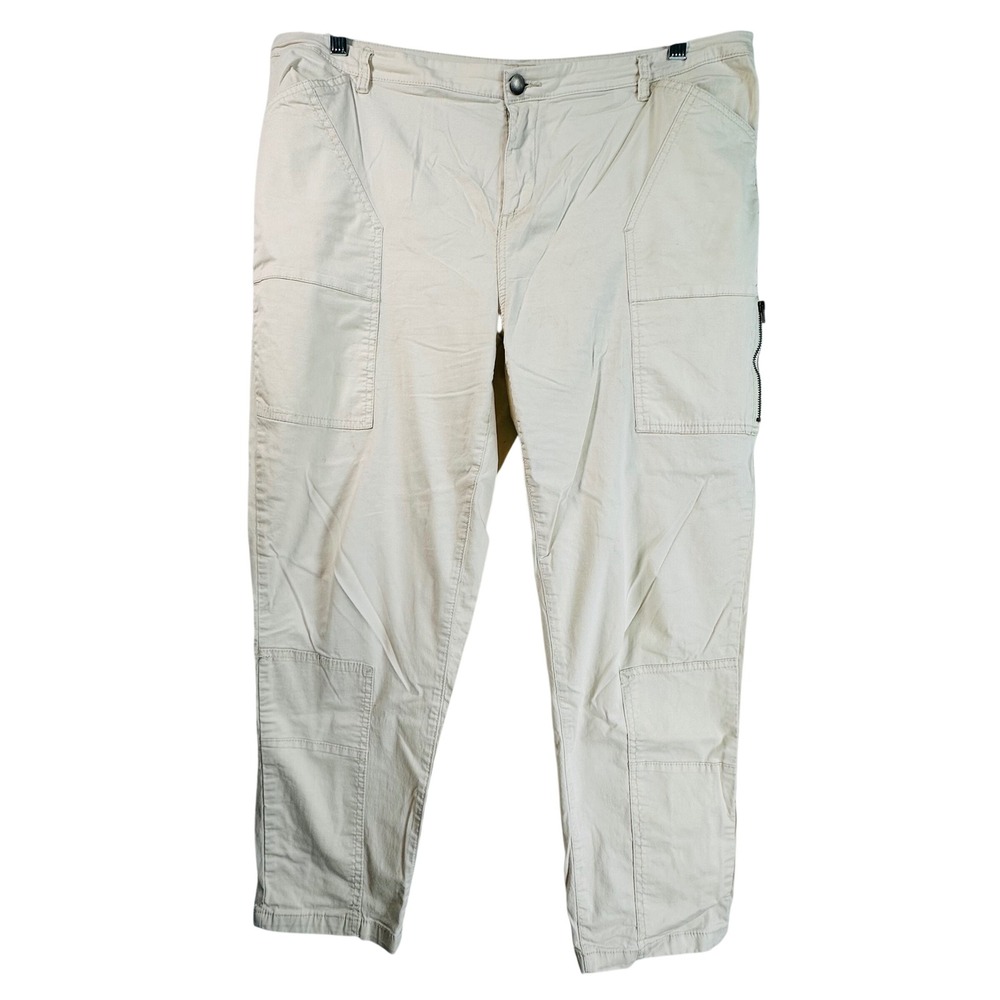 Style & Co Womens 18 Beige Utility Cargo Pants Stretch Cropped Tapered Tan